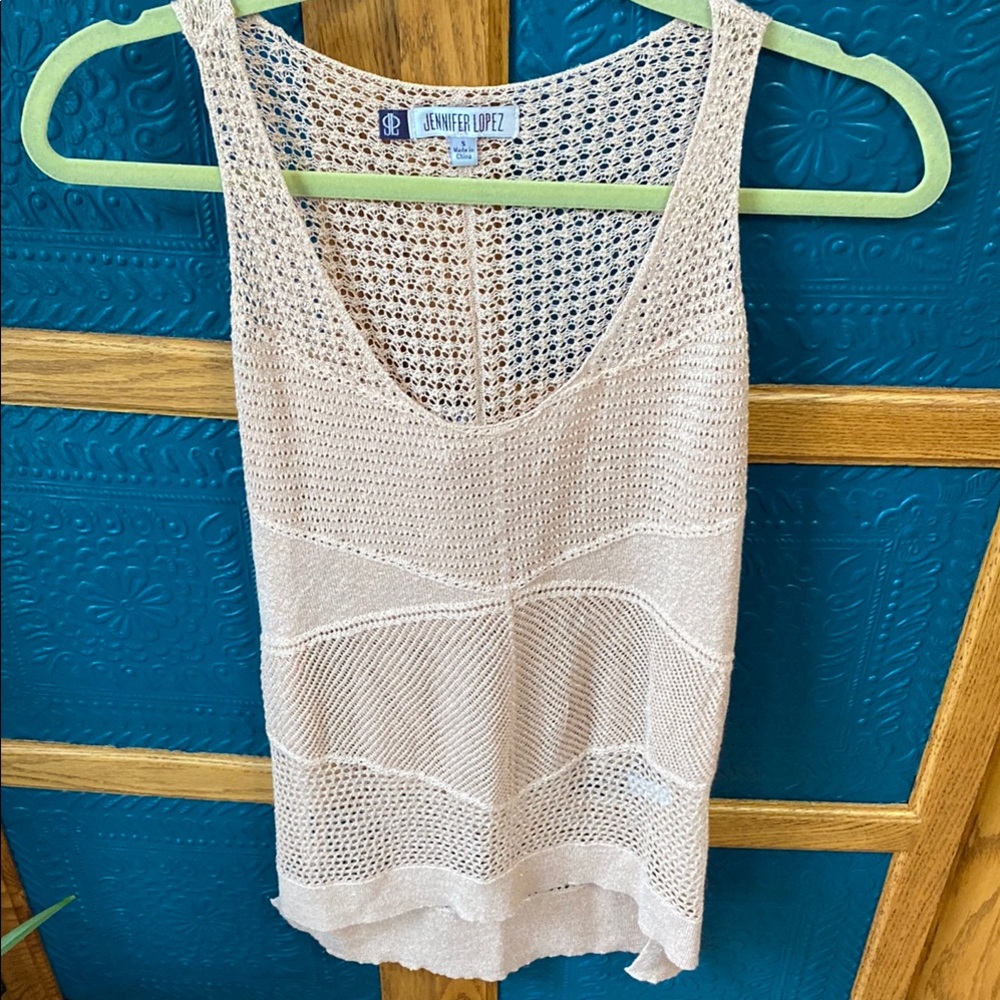 Jennifer Lopez rose gold Knit Sleeveless Top